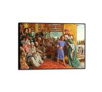 Famous Painting William Holman Hunt Poster Wall Art The Finding of the Saviour Print on Canvas Gift Living Room Prints Bedroom Decor Artworks100x70cm(39x28in) Black Framed