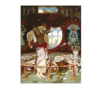 Famous Painting William Holman Hunt Poster Wall Art The Lady of Shalott Print on Canvas Gift Living Room Prints Bedroom Decor Artworks65x50cm(26x19in) Frameless