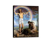 Famous Painting William Holman Hunt Poster Wall Art The Risen Christ with the Two Marys Print on Canvas Gift Living Room Prints Bedroom Decor Artworks40x30cm(16x12in) Black Framed