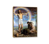 Famous Painting William Holman Hunt Poster Wall Art The Risen Christ with the Two Marys Print on Canvas Gift Living Room Prints Bedroom Decor Artworks50x40cm(20x16in) Teak frame