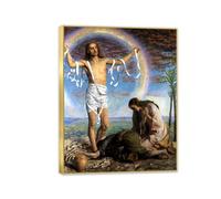Famous Painting William Holman Hunt Poster Wall Art The Risen Christ with the Two Marys Print on Canvas Gift Living Room Prints Bedroom Decor Artworks80x60cm(32x24in) gold