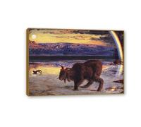 Famous Painting William Holman Hunt Poster Wall Art The Scapegoat Print on Canvas Gift Living Room Prints Bedroom Decor Artworks85x60cm(33x24in) Teak frame