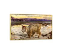 Famous Painting William Holman Hunt Poster Wall Art The Scapegoat Print on Canvas Gift Living Room Prints Bedroom Decor Artworks110x70cm(43x28in) Gold frame