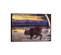 Famous Painting William Holman Hunt Poster Wall Art The Scapegoat Print on Canvas Gift Living Room Prints Bedroom Decor Artworks55x40cm(22x16in) Black Framed