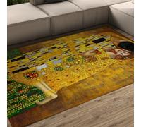 Famous Paintings Area Rugs 140x200 Classic Artwork The Kiss Printed Carpets Soft Large Floor Rug Washable Non Slip Low Pile Thin Carpet for Living Room Bedroom Studio Hallway Dressing Room Decor