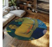 Famous Portraits Round Area Rugs 135cm for Living Room Machine Washable Paul Gauguin Two Tahitian Women Print Rugs for Bedroom 5mm Thin Short Pile Floor Carpet for Kitchen Office Dining Room Decor