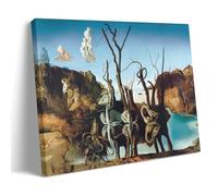 Famous Salvador Dali Painting Poster Swans Reflecting Elephants Artworks Picture Print Wall Art Painting Canvas Gift Decor Homes Decorative Frame 08x12inch(20x30cm)