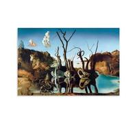 Famous Salvador Dali Painting Poster Swans Reflecting Elephants Canvas Art And Wall Art Picture Print Modern Family Bedroom Decors Unframe 08x12inch(20x30cm)