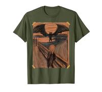 Famous Scream Art Moth Man Creature Halloween Cryptid T-Shirt, Men, Olive Green, 3X-Large