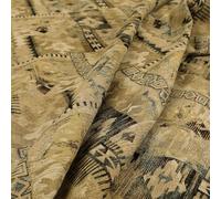 Famous World City Tourist Landmarks Upholstery Fabric, Blue Beige Patchwork