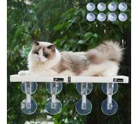 Fampety 24"XL Cat Window Perch=12" Duo Pac Step=2 Mini Stand for Narrow Space,Vertical Gym Set,8+8 Suction Cup,Hold Up 80LB,Foldable Cordless Underneath Support,Textilene Seat Bed,Easy Clean&Dry-White