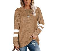 Famulily Ladies Jumpers Striped Knitted Sweater Elegant Crew Neck Sweatshirt Fall Clothes Fashion Yellow M