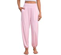 Famulily Ladies Stretch Soft Yoga Pants Relaxed Fit Dance Trousers Pull-On Pilates Lounge Pant Pink M