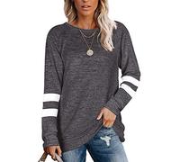 Famulily Ladies Sweatshirt Jumpers Stylish Fab Comfy Color Block Shirts Dark Grey XL