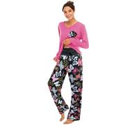 Famulily Pajama Set Floral Womens Pj Two Piece Long Sleeve Sleepwear Soft Loungewear Nightwear Set Hot Pink XL