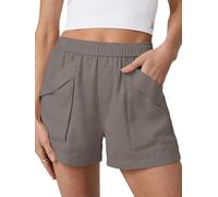 Famulily Summer Shorts for Women Comfy Lounge Pants Elastic Waist Flowy Linen Cute Y2k Vacation Shorts 2026 Coffee M