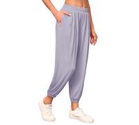 Famulily Summer Trousers Women Lightweight Comfortable Baggy Side Opening Yoga Harem Pants with Pockets (M, Purple)