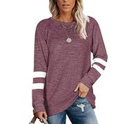 Famulily Women's Baggy Warm Jumper Fall Simple Sweatshirt Pullover Relaxed Fit Tops Wine S