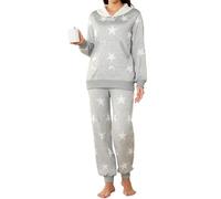 Famulily Womens Pyjamas Set Shawl Neck Cozy Printed Loungewear Leisure Suits Lightweight Nightwear Tops & Joggers with Pockets