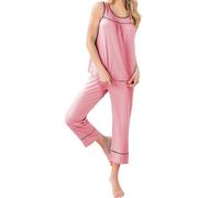 Famulily Womens Pyjamas Sets Tank Tops with Capri Pants Nightwear Loungewear Sleepwear Sleeveless Pjs Set Summer Two Piece Soft Homewear Pink XXL