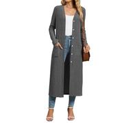 Famulily Women's Ribbed Knit Long Cardigan with Pockets Open Front Sweater | Functional buttons, V neck, Long sleeve, Brushed soft fabric, Stretchy relaxed fit, Perfect for layering over any outfit