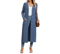 Famulily Women's Ribbed Knit Long Cardigan with Pockets Open Front Sweater | Functional buttons, V neck, Long sleeve, Brushed soft fabric, Stretchy relaxed fit, Perfect for layering over any outfit