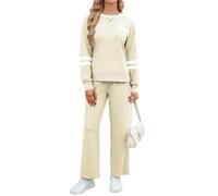 Famulily Womens Tracksuit Set Contrast Stripe Co ord Sets Apricot M