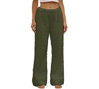 Famulily Womens Winter Cozy Lounge Pants Warm Soft Fleece Pajama Bottoms Sleepwear, Army Green, Medium