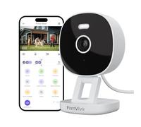 FAMVIVA 2K Security Camera Wired, Outdoor/Indoor for Home, Pet, Baby, Nanny, IP65 Waterproof Color Night Vision, White Light & Siren, Recording, Motion Detection, Works with Alexa, 2.4GHz WiFi, White