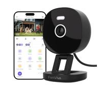 FAMVIVA 2K Security Camera Wired, Outdoor/Indoor for Home, Pet, Baby, Nanny, IP65 Waterproof Color Night Vision, White Light & Siren, Recording, Motion Detection, Works with Alexa, 2.4GHz WiFi, Black