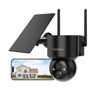FAMVIVA 2K Solar Security Cameras Wireless Outdoor, 360°PTZ Battery Powered Cameras for Home Security, 2.4G WiFi Outdoor Camera with Color Night Vision, IP66 Waterproof, Motion Sensor Alarm, Black
