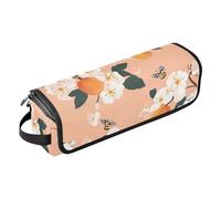 famyily 2-in-1 Curling Iron Travel Case with Heat Resistant Pad Carrying Case Flat Curling Iron Waterproof Organizer for Curling Iron Straightener Flat Hair Dryer, Cute Serviceberry Fruit Peach