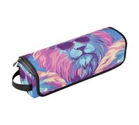famyily 2-in-1 Curling Iron Travel Case with Heat Resistant Pad Hair Tools Organizer Storage Bag for Curling Iron Straightener Flat Hair Dryer, Lions Tropical Paradise Pink Purple