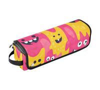 famyily 2 in 1 Hair Tools Organizer with Iron Mat Carrying Case Flat Curling Iron Waterproof Organizer for Hot Tools Curling Iron Flat Irons Hair Volumizer Styler, Cartoon Cute Monsters