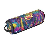 famyily 2 in 1 Hair Tools Organizer with Iron Mat Waterproof Curling Iron Travel Case for Flat Irons, Straighteners, Curling Irons, Highland Cow Colorful Psychedelic