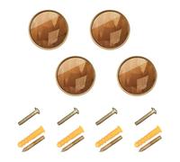 famyily Amber Fragment Ripple Round Cabinet Pulls Boho Dresser Knobs Gold 1.26 Inch (32mm) for Hall 4 Pack