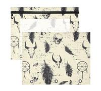 famyily Binder pencil poucheses Adorable 3 Hole Punch for A4 Paper Letter 2 Pack Teacher College Supplies Western Dream Catchers Feathers Skulls