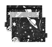 famyily Black and White Star Dream Zip Pencil Pouches with Clear Window Pencil case Large and Sturdy 3 Rings Pencil case for Classroom School Office Supplies Multicolored 2 PCS