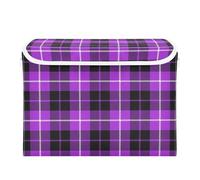 famyily Buffalo Plaid Check Tartan Scotland Pattern Purple Storage Box Storage Boxes For Organizing With Lid for Shoe Closet