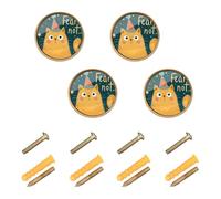 famyily Christmas Cute Cat Fear Not Knobs for Cabinets and Drawers Kitchen Knobs 1.26 Inch (32mm) for Chest of Drawers 4 Pack