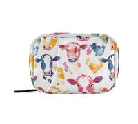 famyily Colorful Watercolor Cow Portraits medication bags with Detachable Compartments convenient pill cases organizers