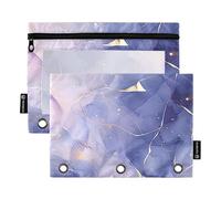 famyily Dream Gold Peach Blue Purple Gradient Zippered Pencil Pouches with Clear Window Rings Pencil case in Assorted Colors inch Binders 3 Rings for Storing School Office Supplies Multicolored 2 PCS