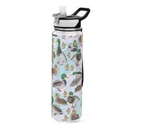 famyily Mallard Ducks Wild Birds Water Bottle Tritan Plastic Water Bottles with Nozzle for School 32oz