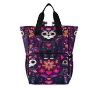famyily Mom Backpack, Diaper Bag Backpack for Women | Stylish Maternity Travel Bag, for Work Travel Holiday, Day Of The Dead Skull Cats Flowers