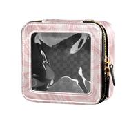 famyily Peach Waves Trendy Clear Make Up Bag Leather Toiletry Bag Nail Polish Organizer Bag for Women, Peach Waves Trendy, One Size