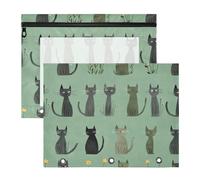 famyily Pencil Bags With Zipper Storage Bag for A4 Paper Letter 2 Pack Students Home Chic Cornish Rexcats Green