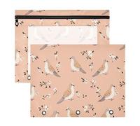 famyily Pencil Case 3-Holes Pen Holder Case for A4 Paper Letter 2 Pack Teacher Classroom Supplies Cartoon Mourning Dove Birds Peach