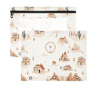 famyily Pencil Cases Clear Pen Holder Case for A4 Paper Letter 2 Pack Students College Supplies Western Boho Cactus Dream Catcher Small Western Town
