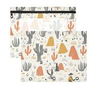 famyily pencil poucheses With Smooth Zippers Storage Bag for A4 Paper Letter 2 Pack Teacher College Supplies Western Boho Cactus Vast Wilderness