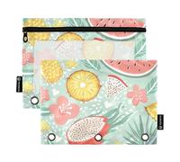 famyily Pineapple Tropical Hawaiian Dragon Fruit Watermelon Tropical Pencil Pouches with Zipper with Clear Window Color Pencil case Large and Sturdy Three Rings Binder for Classroom School Office